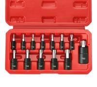 RIMKOLO Juego de llaves Torx de 13 piezas, 1/4", 3/8" y 1/2", juego de llaves de estrella T8-T60, puntas de acero S2 y enchufes CR-V con estuche de almacenamiento