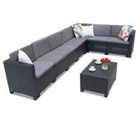Rinconera en rattan con mesa Colorado Corner Max 7 antracita Bica