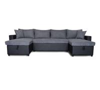 Rinconera u con cama 4 plazas y dos arcónes golf gris y negro
