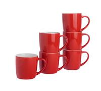 Rink Drink Argon Tableware Té Café - 6pc contemporáneo de Colores Tazas de cerámica Set - 350 ml - Rojo - Paquete de 6