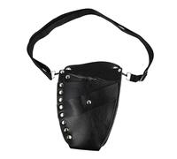 Riñonera de Peluquería de Cuero Cinturón, Negro, Tamaño Único | Bolsillo Múltiple, Acceso Manos Libres, Limpieza Fácil, para Tijeras, Peines y Cepillos en Barbería
