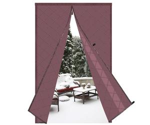 Risareyi Cortina de Puerta Aislante Termica Frio y Calor 85x190cm, Marrón Aislamiento Cortinas Térmica Magnética para Puerta Exterior Salón Balcón, Impermeable, Cierre Automático