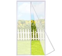 Risareyi Mosquitera Puerta Magnetica 125x200cm, Blanco Tela Mosquitera para Puerta Exterior Corredera Antimosquitos, Cortina Malla con Imanes para Balcón, Cierre Automático