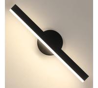Riserva Aplique de Pared Interior LED, 12W Giratorio 300° Lámpara de Pared Negra, 4500K Luz Natural, Lámpara de Espejo Baño Modernas Para Tocador, Pasillo, Dormitorio, Escalera, Salón