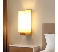 Riserva Aplique Pared Interior de Madera, E27 Lámpara de Pared Vintage Tela para Dormitorio, Salón, Comedor, Escalera, Hotel, Rectangular