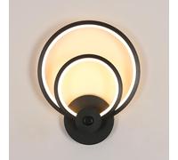 Riserva Aplique Pared Interior LED, 20W Redondo Negro Lámpara de Pared Modernas, 3000K Blanco Cálido para Dormitorio, Sala de Estar, Comedor, Pasillo