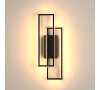 Riserva Aplique Pared Interior LED, 32W Lámpara de Pared Modernas Negro Acrílico para Sala de Estar, Dormitorio, Comedor, Pasillo, Estudio, Hotel, Rectangular, Blanco Cálido 3000K