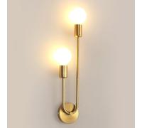 Riserva Apliques de Pared Interior Vintage, 2-Luces E27 Lámpara de Pared Oro Industrial Metallo para Pasillo, Escalera, Dormitorio, Sala de Estar, Comedor, Cafetería