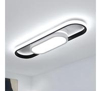 Riserva Lámpara de Techo LED, 30W 3375LM Plafon Techo Negro Moderno, 6500K Luz Blanca Frío, Ovalada Luz de Techo Acrílico para Dormitorio, Cocina, Balcón, Pasillo, Oficina, 48cm