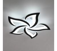Riserva Lámpara de techo LED moderna, lámpara de techo de 60 W, moderna, creativa, pétalos de flor, lámpara de techo de acrílico para salón, dormitorio, estudio, luz blanca fría, 6500 K, negro