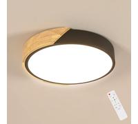 Riserva Lámpara de Techo LED Regulable, 43W Plafón Techo Negro Redondo Madera, 3000K-6500K, Para Dormitorio, Salón, Cocina, Comedor, Balcón, Pasillo