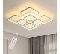 Riserva Lámpara de Techo LED Regulable, 80W Plafon Techo LED Cuadrado, 3000-6500K Luz de Techo Moderno Para Sala de Estar, Cocina, Dormitorio, Pasillo, Blanco, 60cm