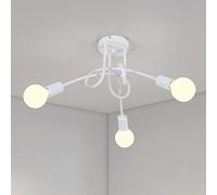 Riserva Lámpara de Techo Moderna, Lamparas de Techo Retro E27 3 Luces Vintage, Luz de Techo Interior de Metal, Blanco Lámpara de Araña Industrial para Salón, Dormitorio, Comedor, Cocina, Sin Bombilla