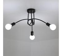 Riserva Lámpara de Techo Modernas Industrial, 3 Luces E27 Lamparas de Techo Industrial, Luz de Techo de Metal para Salón Dormitorio Cocina Comedor (Sin Bombilla, Negro)