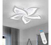Riserva Lámpara de Techo Moderna 40W 4700LM, Plafon LED Techo Regulable 3000-6500K, Acrílico Luces De Techo Forma De Pétalo De Moda, para Sala de Estar Cocina Dormitorio Comedor, φ60cm (Blanco)