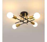Riserva Lampara de Techo Vintage Industrial, 4 Luces E27 Lámpara de Araña Sputnik, Plafon de Techo Moderno para Sala de Estar, Dormitorio, Cocina (Sin Bombilla)