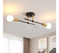 Riserva Lamparas de Techo Vintage E27, 2 Luces, 180° Ajustable, Negro