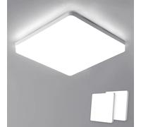 Riserva Plafon LED Techo Moderna 48W, IP44 Lámpara de Techo Cuadrada para Oficina, Baño, Pasillo, Dormitorio, Cocina, Sala de Estar, 6500K Blanco Frío, 2 Piezas