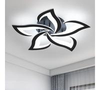 Riserva Plafón Led Techo Moderno, 60W 6500LM Creativa Forma de Flor Luz de Techo para, Luz Blanca Fria 6000K Lámpara de Techo in Acrílico, para Cocina Salon Pasillo Dormitorio (Diá 60CM, Negro)