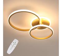 Riserva Plafón LED Techo Regulable, 3000-6500K 42W Lampara Techo Moderna Redonda con Mando a Distancia para Dormitorio, Salon, Comedor, Pasillo, Hotel, Oro