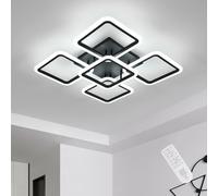 Riserva Plafon LED Techo Regulable, 57W 6412LM Lampara Techo Cuadrado con Mando a Distancia 3000K-6500K, Luz LED Techo Moderna Negro para Dormitorio, Salon, Cocina, Comedor, Pasillo