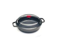 RISOLI' VINUM - Cacerola antiadherente de 24 cm de diámetro, con tapa de cristal, de aluminio fundido reciclado, no inducción, fabricada en Italia