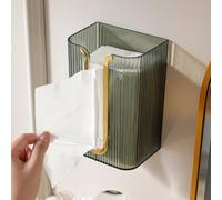Risveglio Caja de pañuelos montada en la pared, soporte para baño, dispensador de toallas de papel boca abajo y bolsas de basura, color amarillo