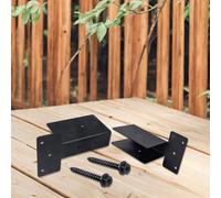 Risveglio Juego de 4 soportes de pérgola resistentes de 2 x 4 de madera, acero al carbono, montaje superior lateral, kit de juntas superiores, cenador, cobertizo, jardín, color negro