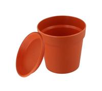 Risveglio Maceta redonda de resina con bandeja de almacenamiento de agua, para contenedor de flores de plástico, uso en interiores y exteriores, colgante anti-UV, color rojo cerámica