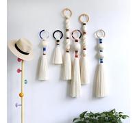 Risveglio Nordic - Borla tejida a mano para colgar en la pared, decoración minimalista de fibra de poliéster para sala de estar y dormitorio, color gris, 90 x 12 cm