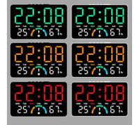 Risveglio Reloj digital LED con monitor de temperatura y humedad, para pantalla grande con alarma de fecha, montaje en pared o escritorio, oficina en casa, blanco y azul