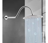 Risveglio Soporte de ducha de acero inoxidable de 14 pulgadas con brida de extensión de montaje en techo, decoración moderna de baño, color plateado