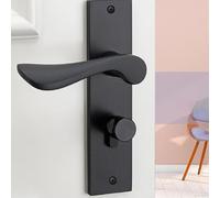 Risveglio Space - Manija de aluminio para puerta con cerradura en color negro mate, juego de palanca segura con llaves para uso en interiores y exteriores