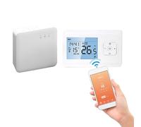 Risveglio Termostato inalámbrico Tuya, controlador de temperatura programable con botón táctil y calentador de gas para radiador de bloqueo infantil, función de temporizador semanal