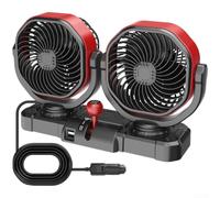 Risveglio Ventilador de coche de doble cabezal con giro automático de 12 V y 24 V, potente dispositivo de refrigeración para cabina de camión, ventilador eléctrico silencioso de circulación de aire