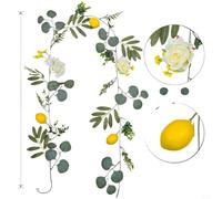 Risveglio Vid artificial de limón de primavera, guirnalda de frutas falsas realistas para decoración del hogar y la boda, centro de mesa de ratán de PVC flexible, color amarillo, 200 cm (estilo B)