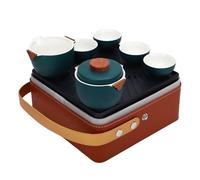 RiToEasysports Juego de té Portátil Gongfu, Tetera de Cerámica con 3 Tazas, Bote de té, Bolsa de Viaje para el Hogar, Oficina, Al Aire