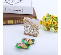 Riuulity Bolsa de Papel para Caja de Dulces de Boda, 10 Unidades, Elegante Caja de Regalo para Dulces con Cinta Adhesiva, Bolsa Perfecta para para Regalos de Boda, Dorado/plateado, 2,6 X 1,2 X 3,4