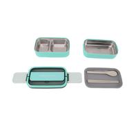 Riuulity Box de Doble Capa de Acero Inoxidable 316, Apta para Microondas, con Compartimento a Prueba de Fugas, 1400 Ml, con Cubiertos para Adultos, Niños, Trabajo, Escuela, Oficina (verde menta)