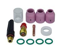 RIVERWELD 12pcs TIG Achaparrado Lente de gas Cuelos COLLET 17GL332 10N24S 2.4mm Copa de vidrio Cuarzo No.10 Aislador de 16mm 17GLG20 y TIG Tapa posterior 57y03 Medium Fit Sr WP 17 18 26