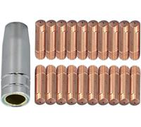 RIVERWELD 15AK MB15 Puntas de contacto 0,9 mm M6 x 25 mm Boquilla de gas cónica para soplete de soldadura Co2 MIG MAG 21 piezas
