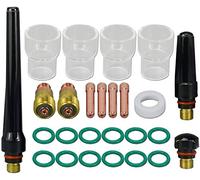 RIVERWELD 26pcs TIG TIGBY GAS LENTE COLLET COURDO 17GL116 10N23S (1.6 mm) Copa de clase aislada No.12 20 mm TIG Aislador de lente de gas 17GLG20 Tig Tap 57y02 Kit para DB SR WP 17 18 26 26