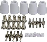 RIVERWELD 30pcs PT-31 Boquilla de punta de plasma 18866L Electrodo 18205L Cubiera de Ceramica de 18204 Corte de ajuste de níquel extendido 30 40 40D 50 CT312 Cortadora de plasma Antorcha