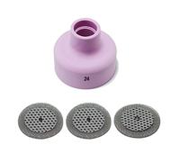 RIVERWELD Boquilla de alúmina tipo copa de cerámica para champán, tipo R 53NACN -24#, 24 mm y pantalla TIG 53NAbSP3, 24#, para antorchas de soldadura TIG SR WP 9, 20, 17, 18 y 26, 4pcs