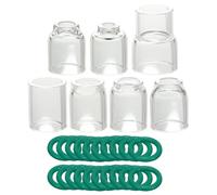 RIVERWELD Copas de vidrio, copas de cuarzo n.º 4, n.º 5, n.º 6, n.º 7, n.º 8, n.º 10 y n.º 12 para sopletes de soldadura TIG SR WP 9, 17, 18, 20, 25 y 26. Juego de 27 piezas