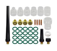 RIVERWELD Cuerpo de pinza de lente de gas TIG 13N21 45V42 (1,0 mm) 13N22 45V43 (1,6 mm) 45V44 13N23 (2,4 mm) 45V45 13N24 (3,2 mm) Copa de vidrio No.4 WP 9 20 25 Antorcha de soldadura TIG 39 piezas