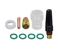 RIVERWELD Cuerpo de pinza de lente de gas TIG 17GL332 10N24S de 2,4mm, boquillas de cuarzo, copa de vidrio transparente n.° 12, kit para antorcha de soldadura TIG DB SR WP 17 18 26, 9pcs
