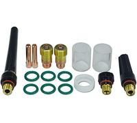 RIVERWELD Lente de gas TIG de 1,6 mm 2,4 mm Kit de consumibles de la taza Cuarzo No.10 para WP SR 17 18 26 Antorcha de soldadura TIG, 16 piezas