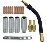 RIVERWELD MB15 15AK Punta de contacto 1,0mm M6 y soporte de puntas difusor y copa protectora y cuello de antorcha para antorcha de soldadura MB15 15AK MIG 18 Uds