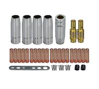 RIVERWELD MB15 15AK Punta de contacto M6 0,8 mm y soporte de puntas Difusor y copa protectora y para antorcha de soldadura MIG 33 piezas